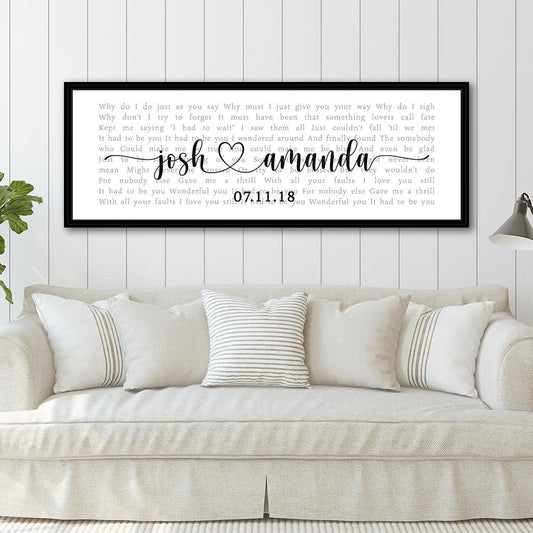 Custom Song Lyrics Wall Art Canvas Sign - Pretty Perfect Studio