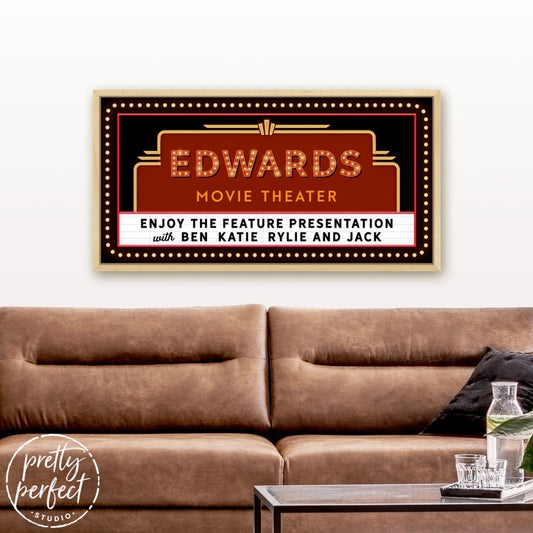 Classic Vintage Cinema Theater Sign Customized Wall Art - Pretty Perfect Studio