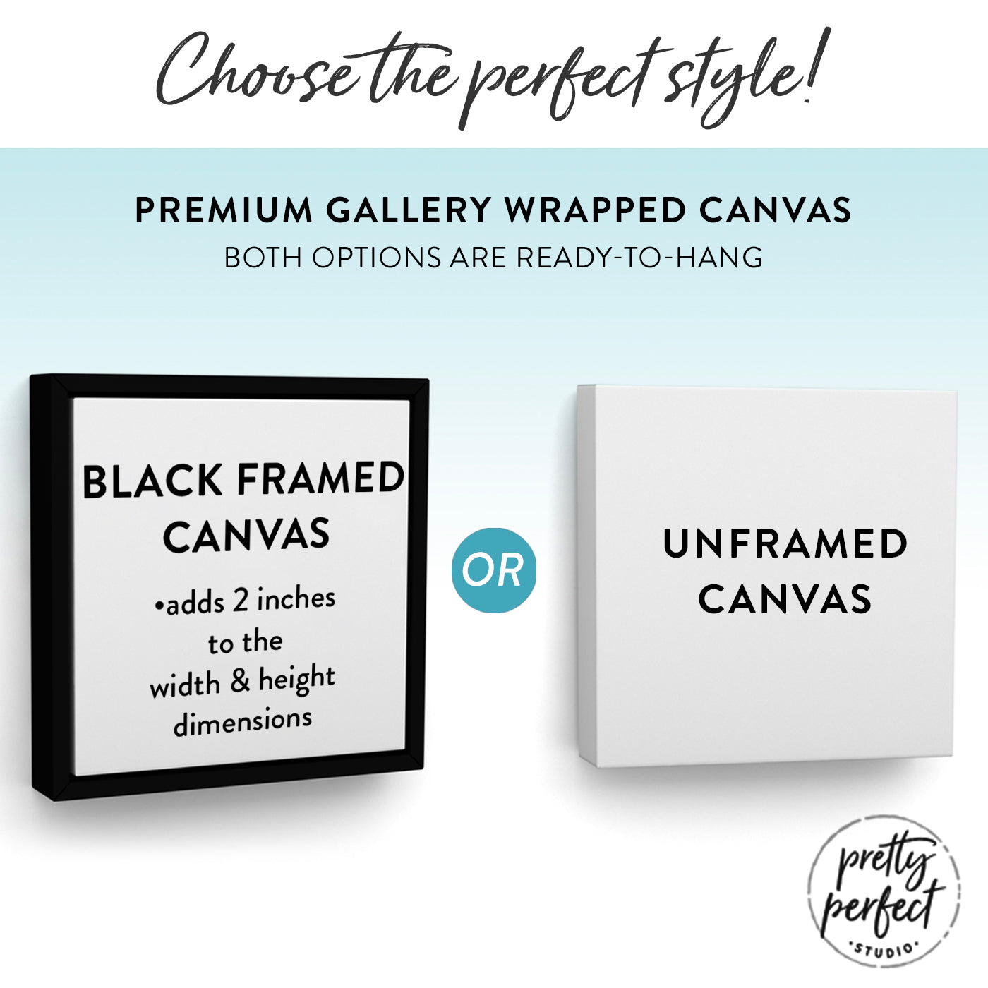 Wall art black framed and unframed premium gallery wrapped canvas