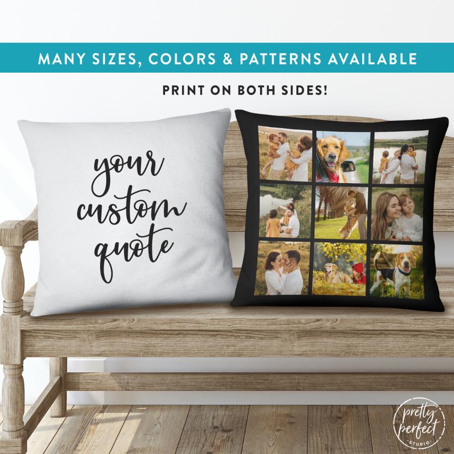 Custom Photo Throw Pillow with Pictures Names