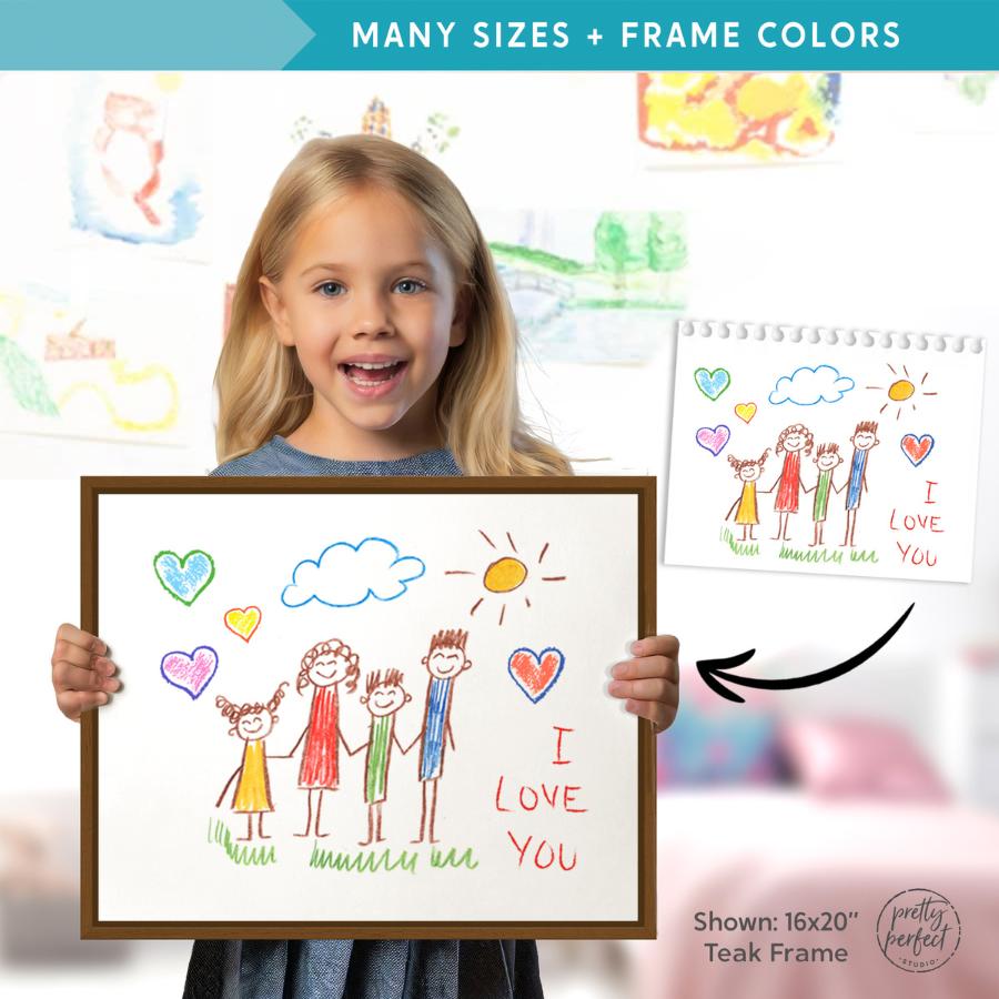Actual Kids Drawing, Children's Art Display Hand Drawn Gifts for Grand –  Pretty Perfect Studio