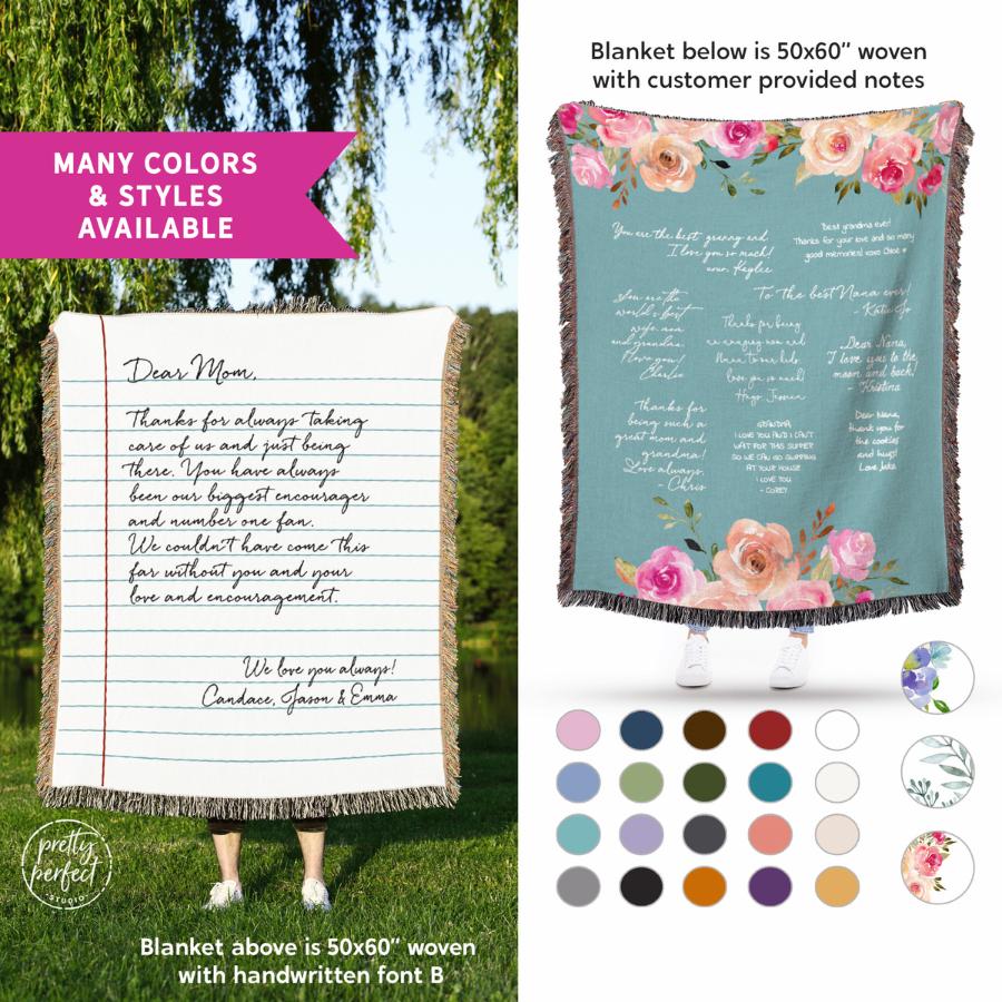 Personalized Kids Drawing Blanket, Christmas Gifts for Children or Grandma from Grandkids to Nana, Mimi