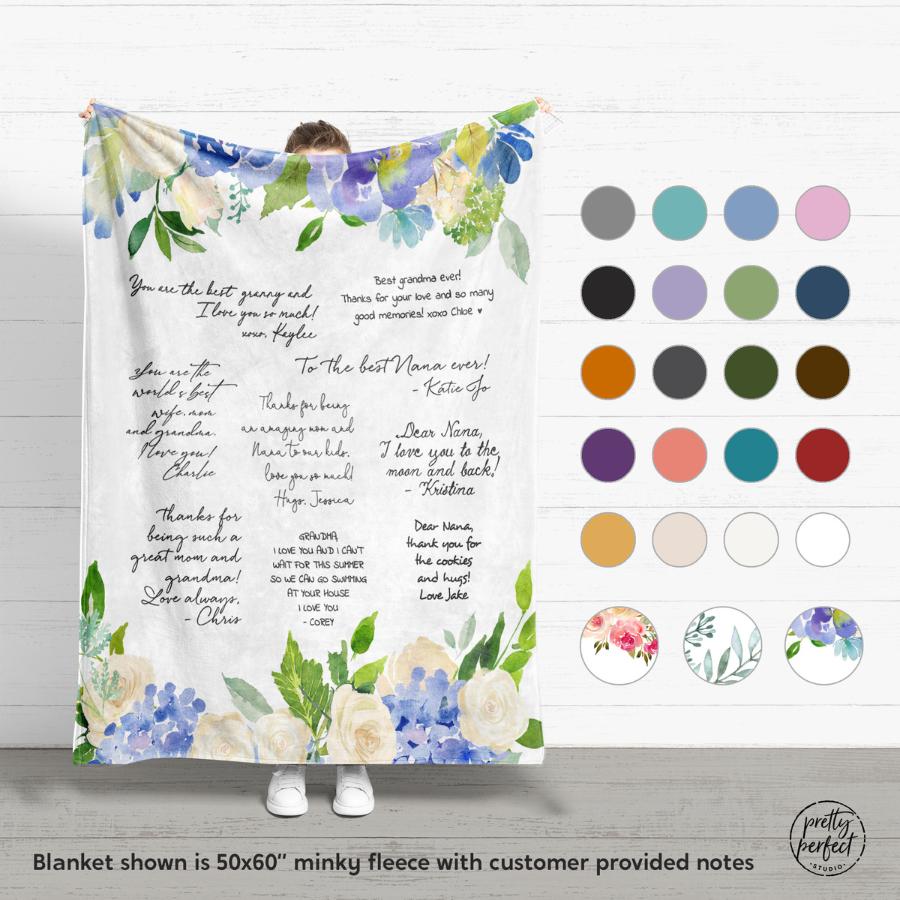 Personalized Kids Drawing Blanket, Christmas Gifts for Children or Grandma from Grandkids to Nana, Mimi