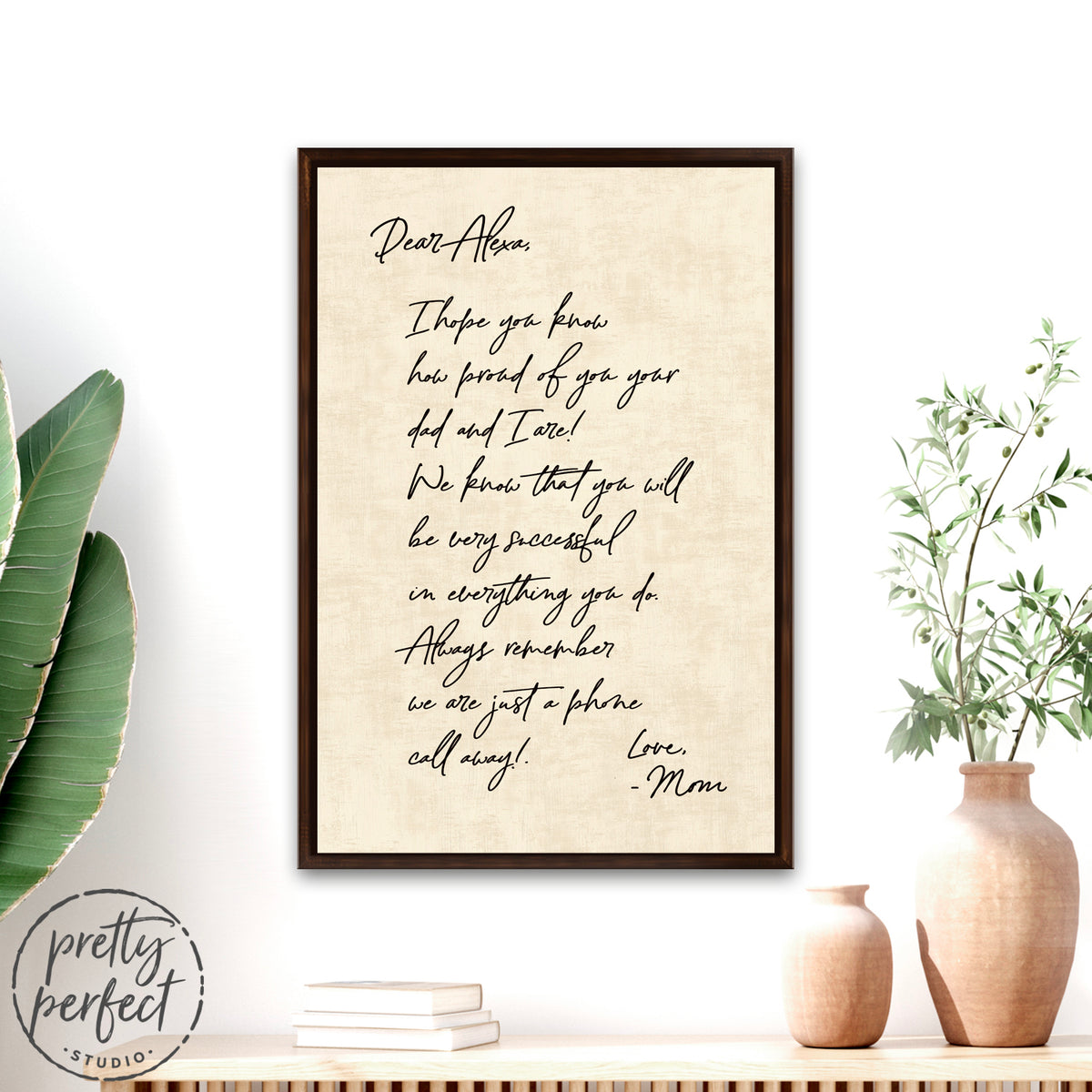 personalized handwriting canvas wall art custom letter from mom framed vintage home decor meaningful gift