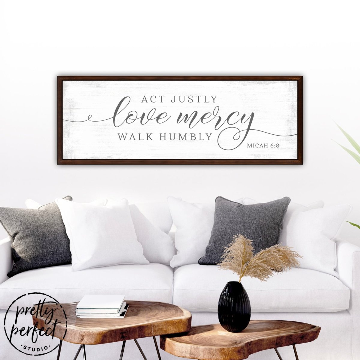 Act Justly Love Mercy Walk Humbly Canvas Wall Art Above Couch - Pretty Perfect Studio