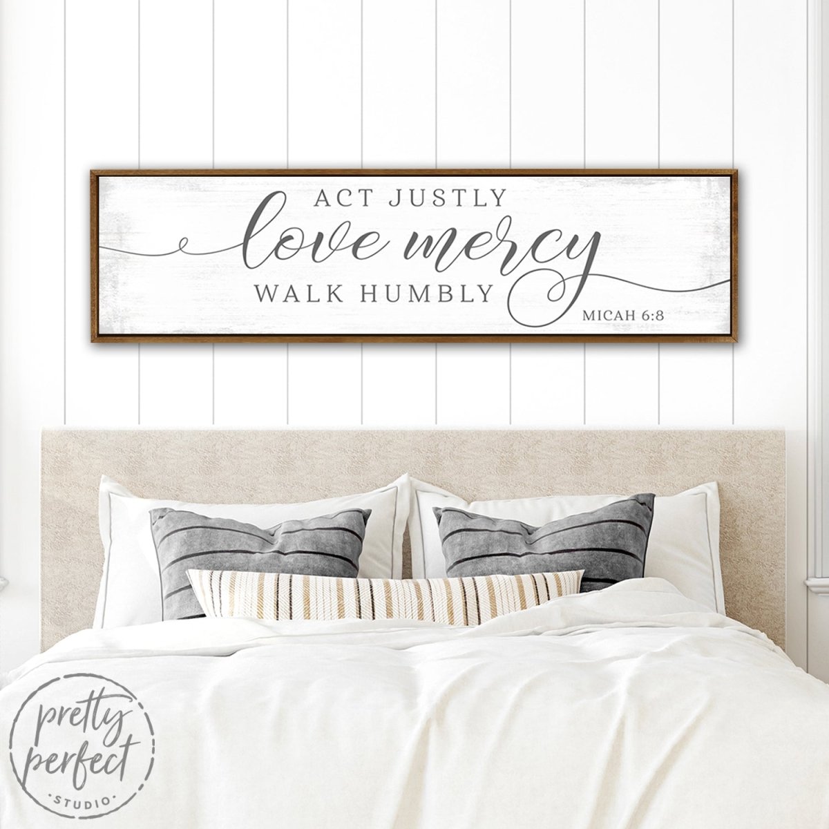 Act Justly Love Mercy Walk Humbly Canvas Wall Art Above Bed - Pretty Perfect Studio