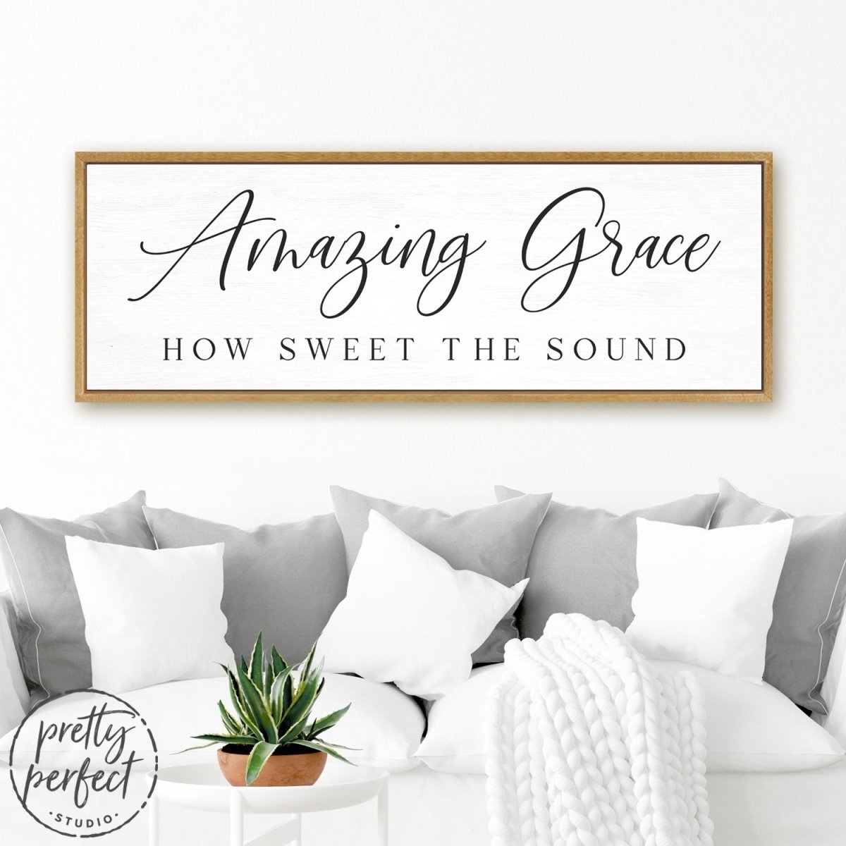 Amazing Grace, How Sweet The Sound Christian Wall Art Above Couch - Pretty Perfect Studio