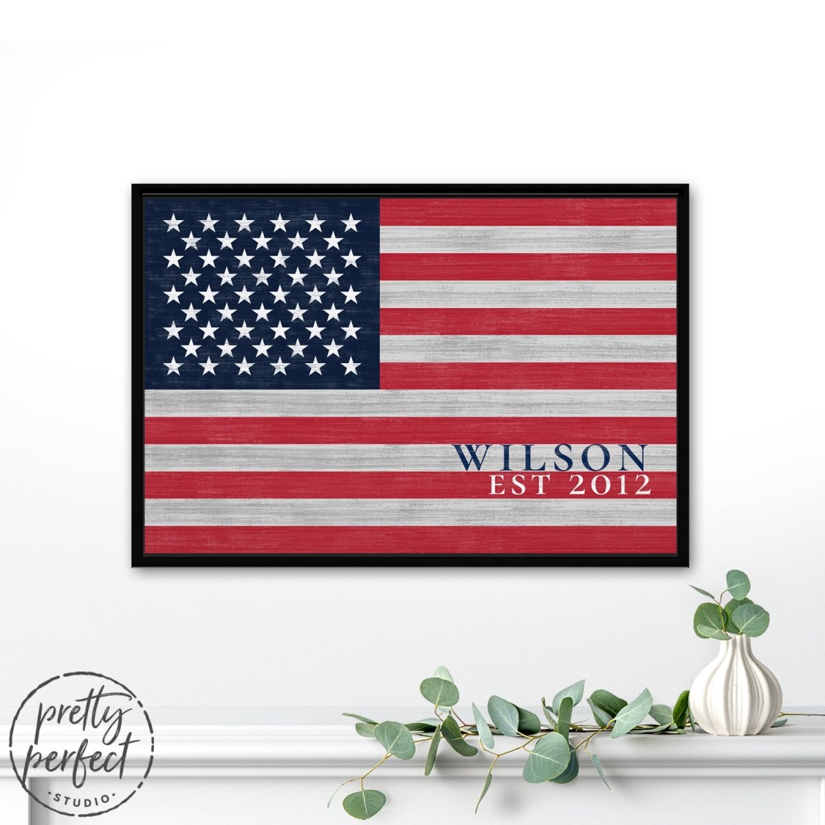 American Flag Personalized With Name Sign - Pretty Perfect Studio