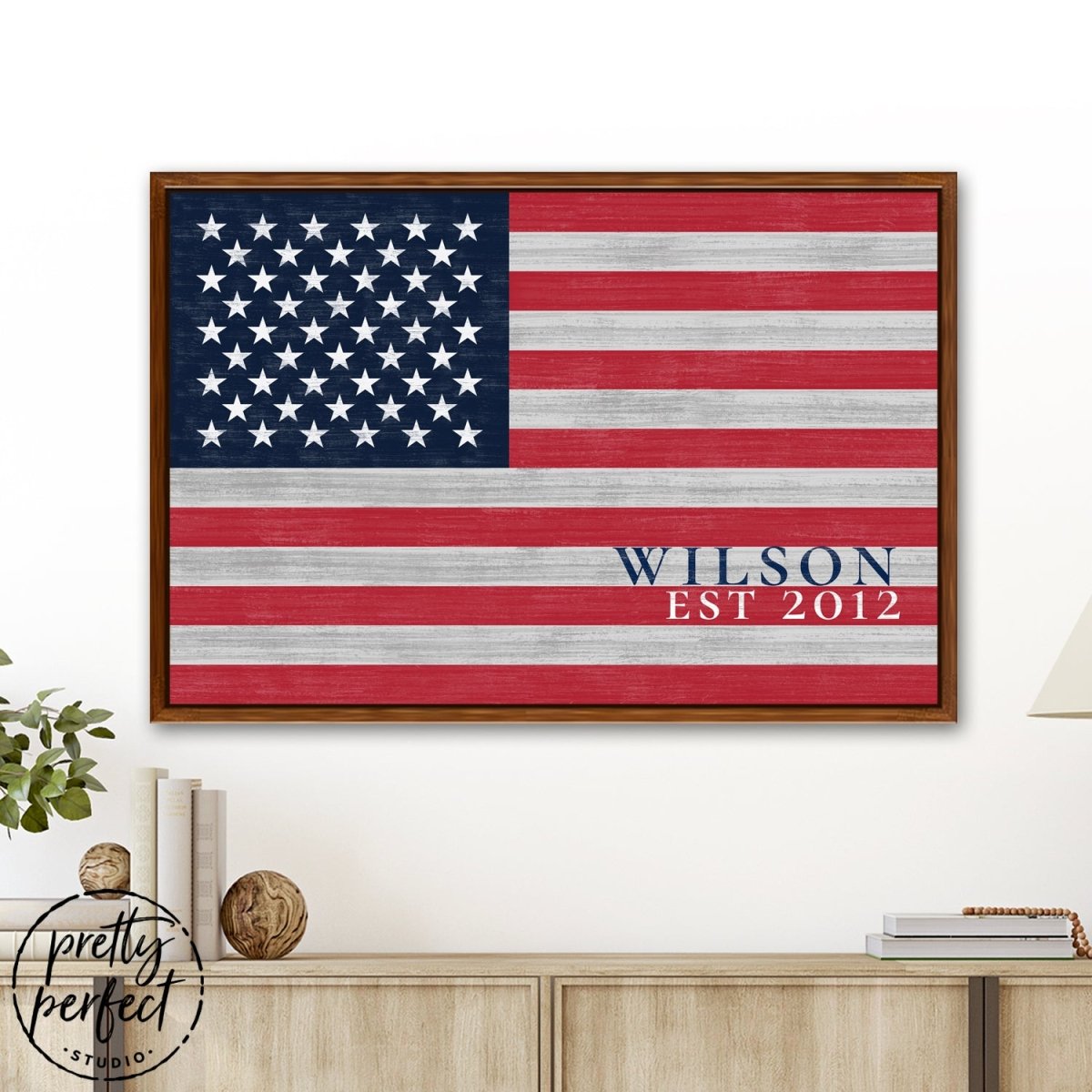 American Flag Personalized With Name Sign - Pretty Perfect Studio