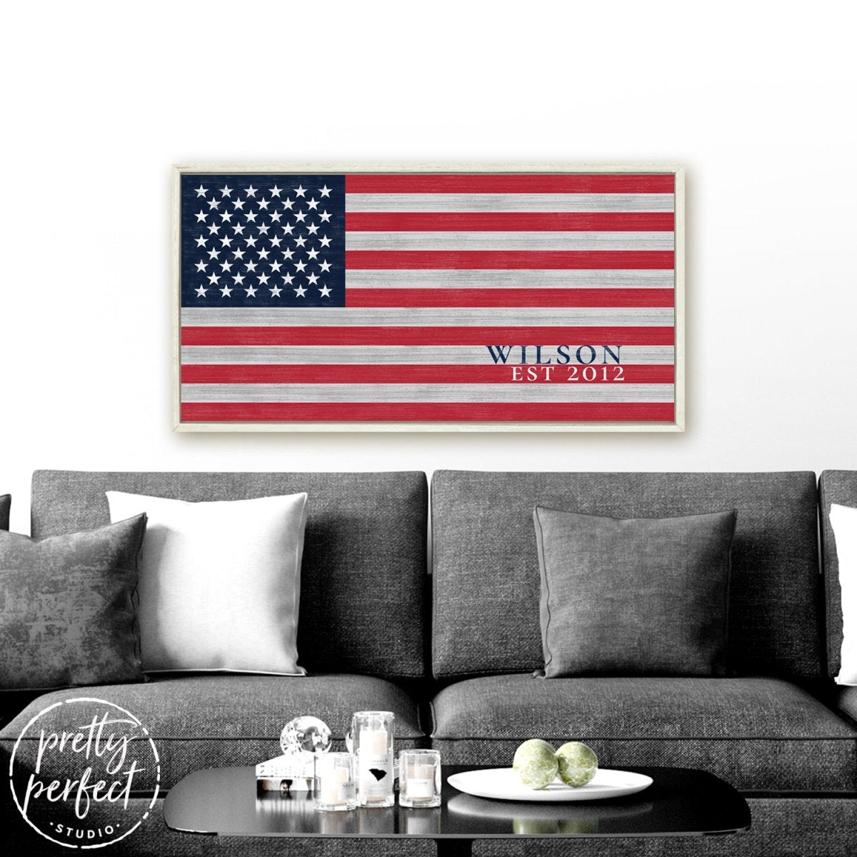 American Flag Personalized With Name Sign - Pretty Perfect Studio