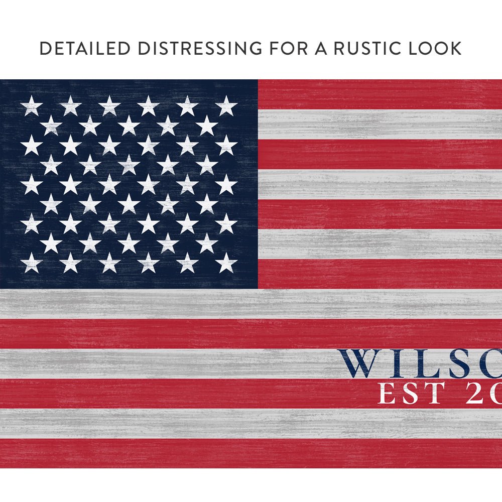 American Flag Personalized With Name Sign Detail - Pretty Perfect Studio