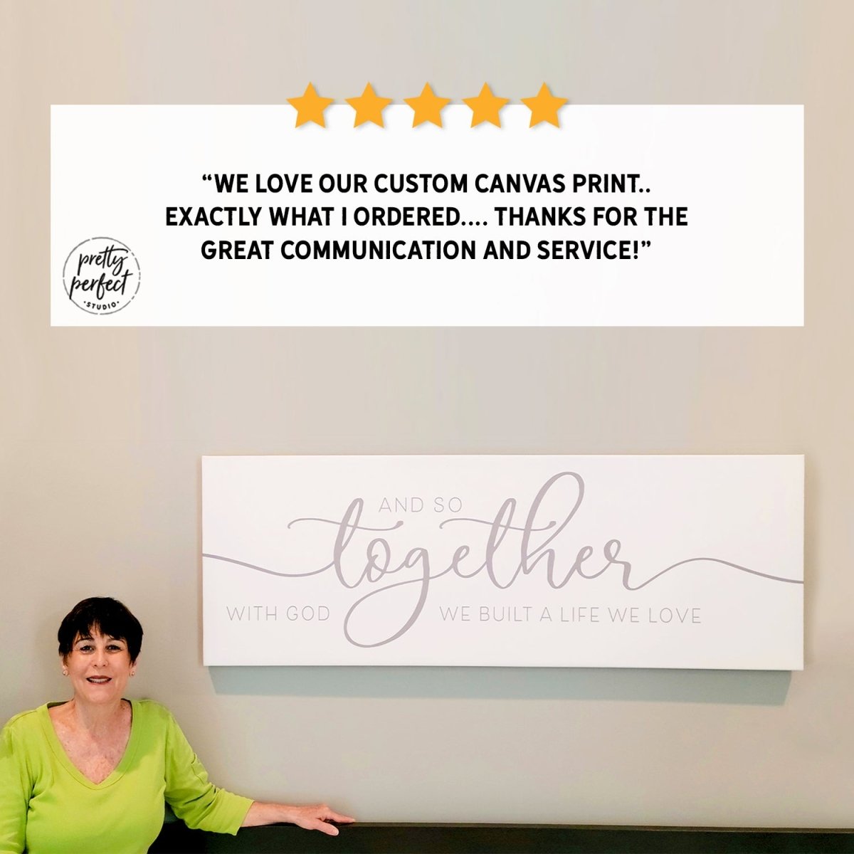 Customer product review for personalized and so together they built a life sign by Pretty Perfect Studio