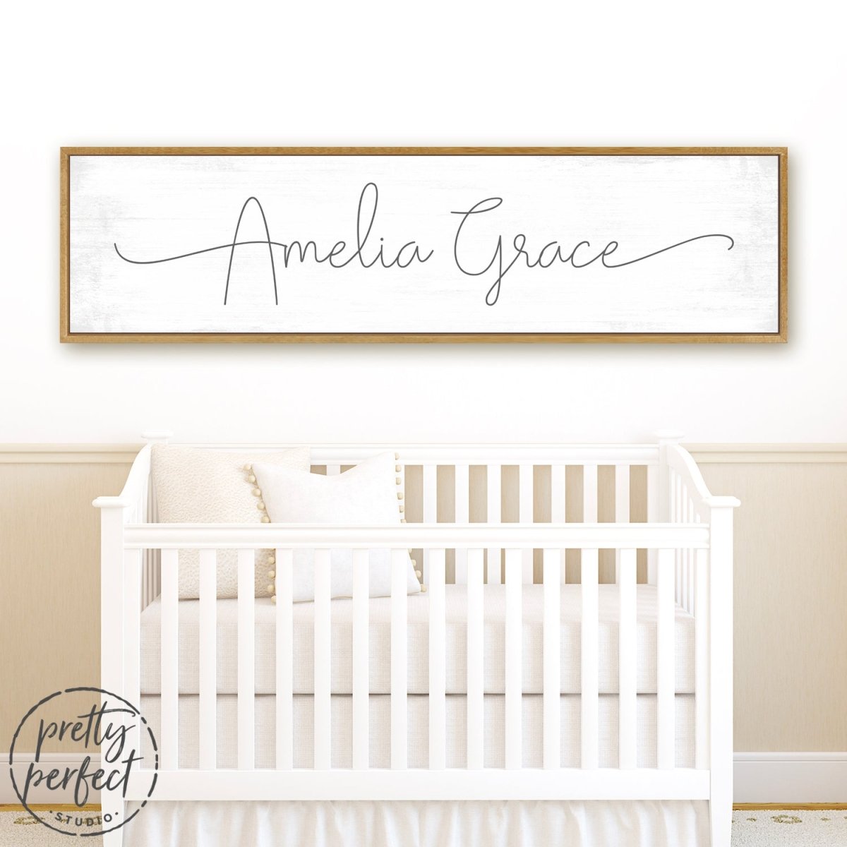 Baby Girl's Personalized Name Canvas Wall Art for the Nursery Room Above Crib - Pretty Perfect Studio