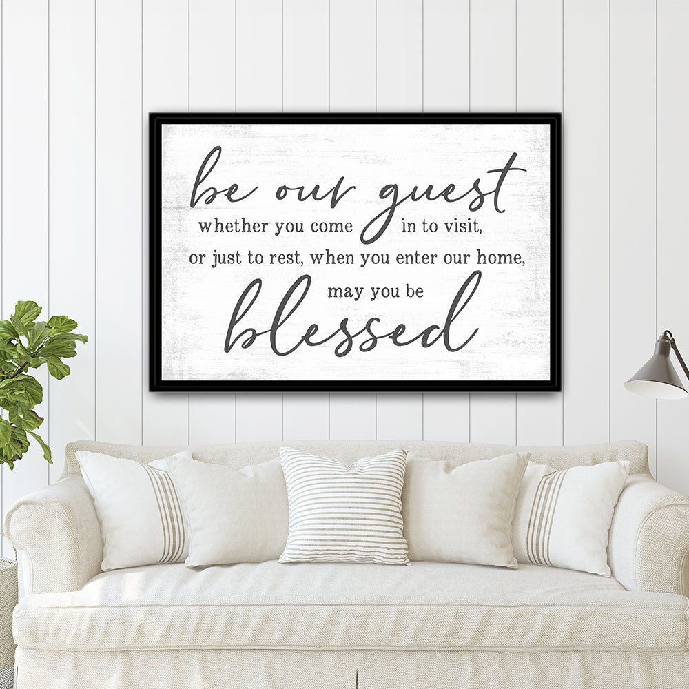 Be Our Guest Canvas Wall Art Above Couch - Pretty Perfect Studio
