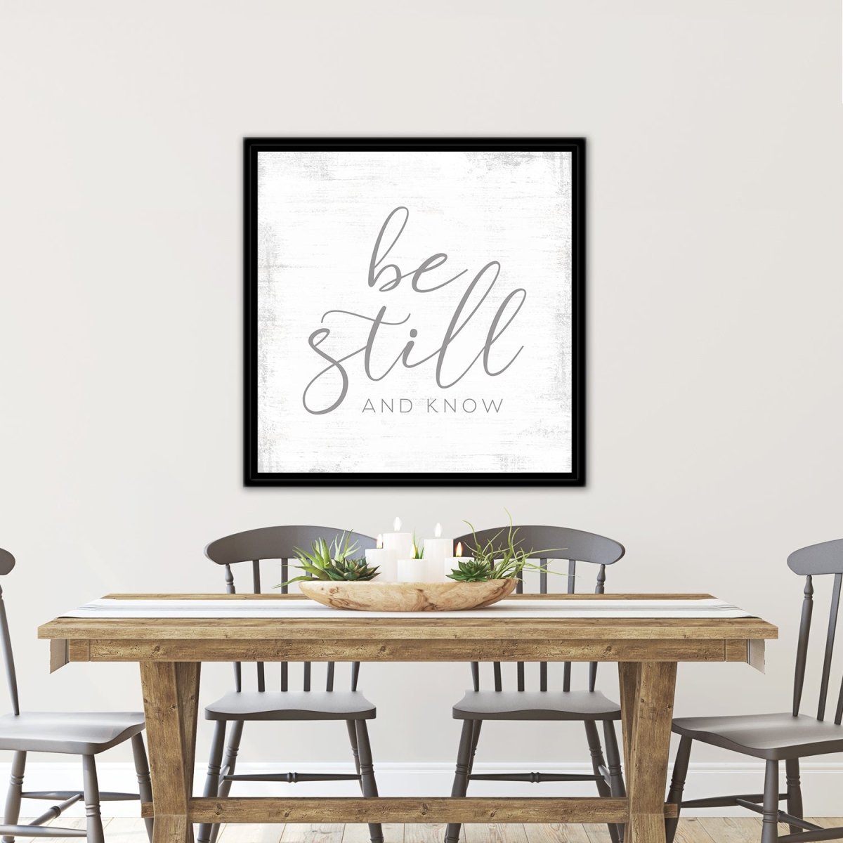 Be Still And Know Christian Wall Art Above Table in Kitchen - Pretty Perfect Studio