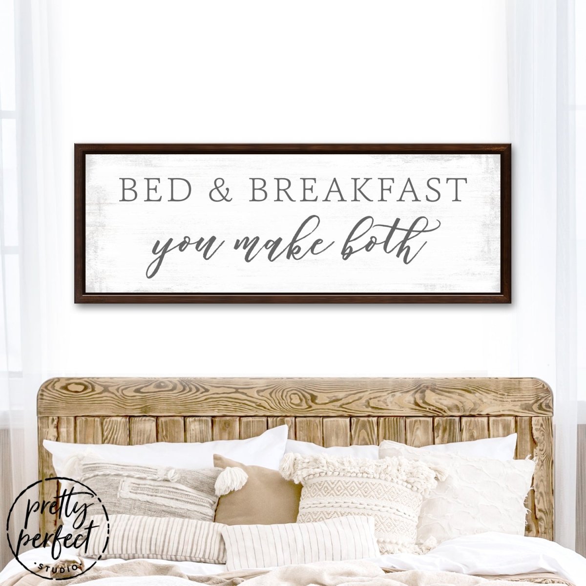 Bed and Breakfast Bedroom Wall Decor Above Bed in Couples Bedroom - Pretty Perfect Studio