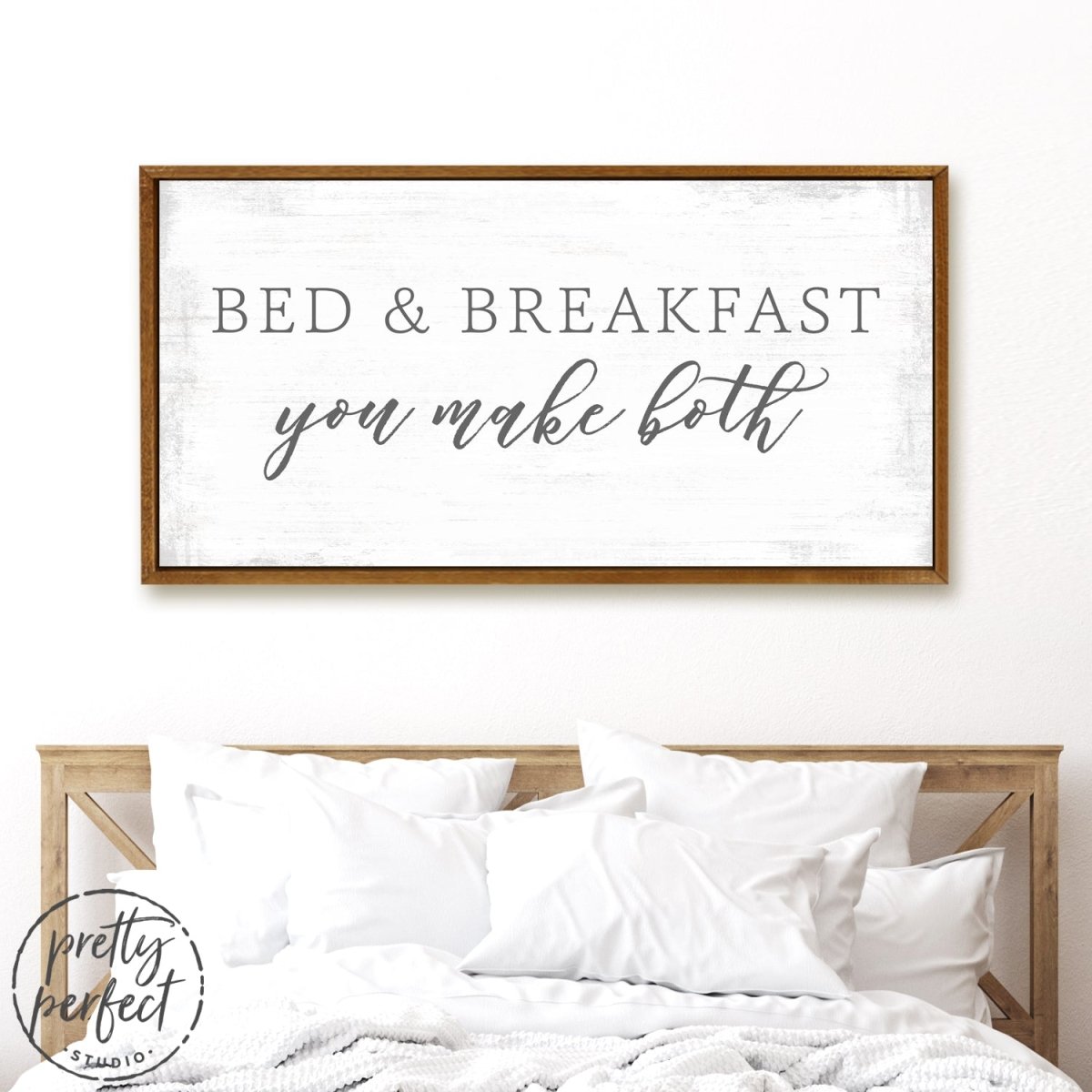 Bed and Breakfast Bedroom Wall Decor Above Bed in Couples Bedroom - Pretty Perfect Studio