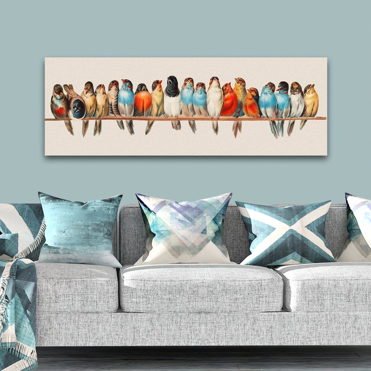 Birds On A Wire Canvas Wall Art Above Dresser - Pretty Perfect Studio