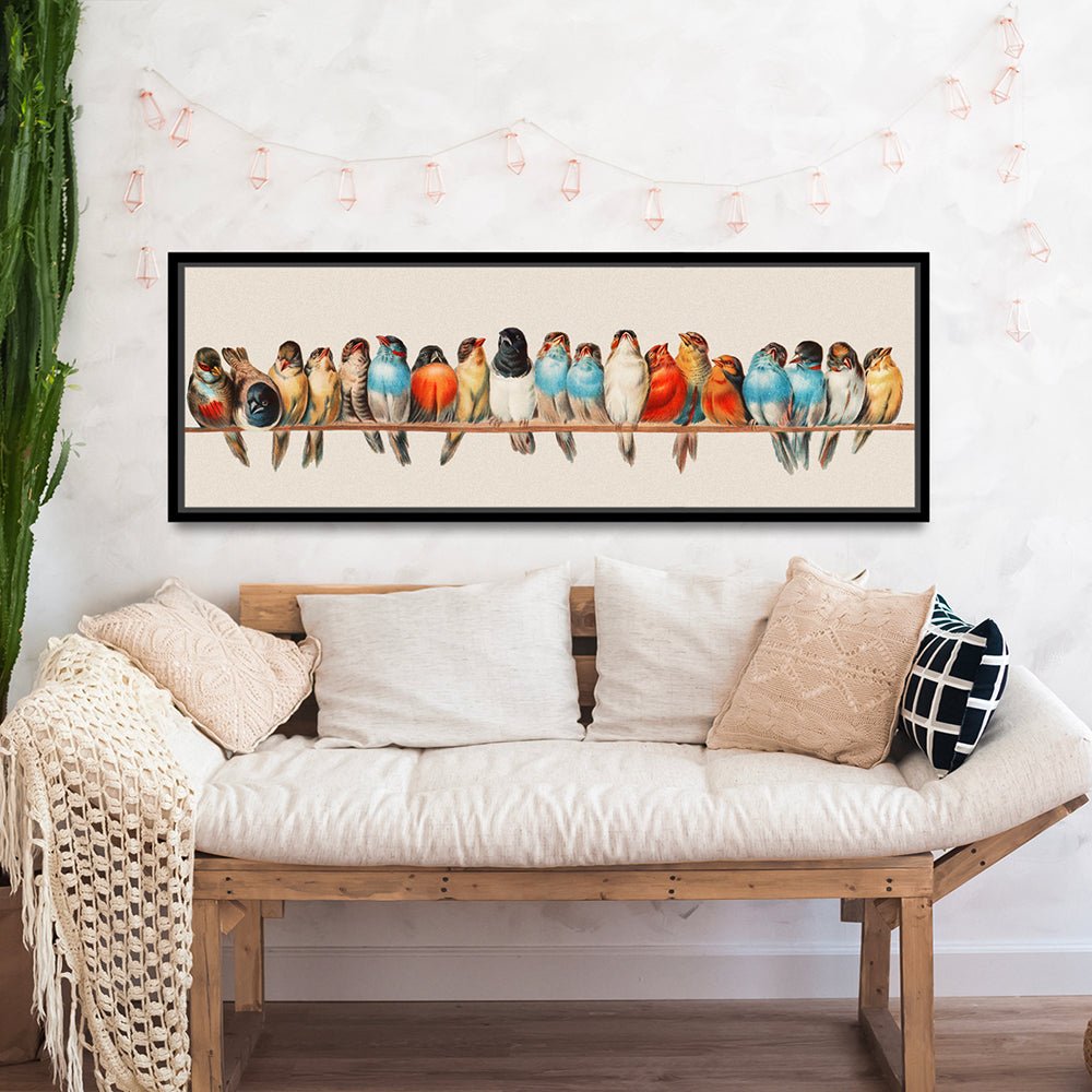 Birds On A Wire Canvas Wall Art Above Cot - Pretty Perfect Studio