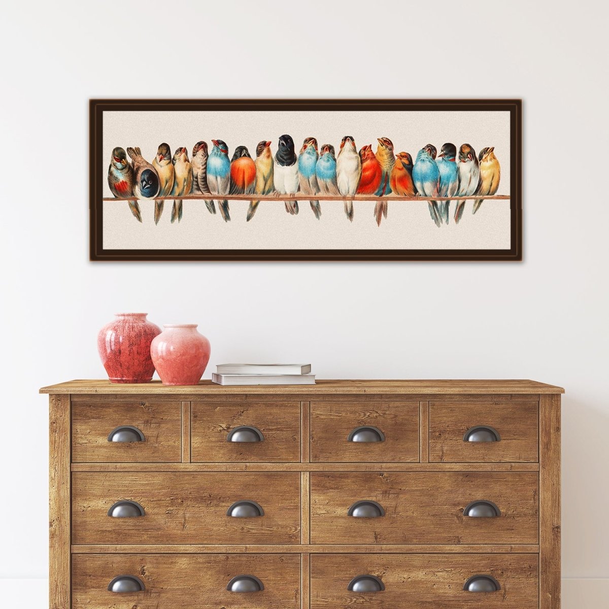 Birds On A Wire Canvas Wall Art Above Dresser - Pretty Perfect Studio