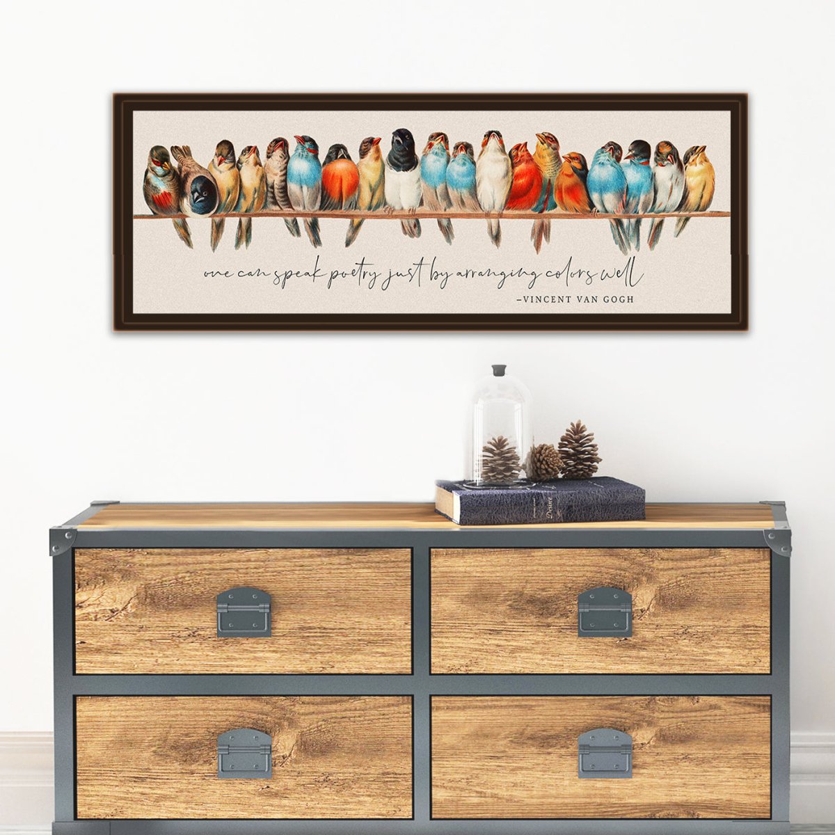 Birds On A Wire Wall Art Canvas Above Desk - Pretty Perfect Studio