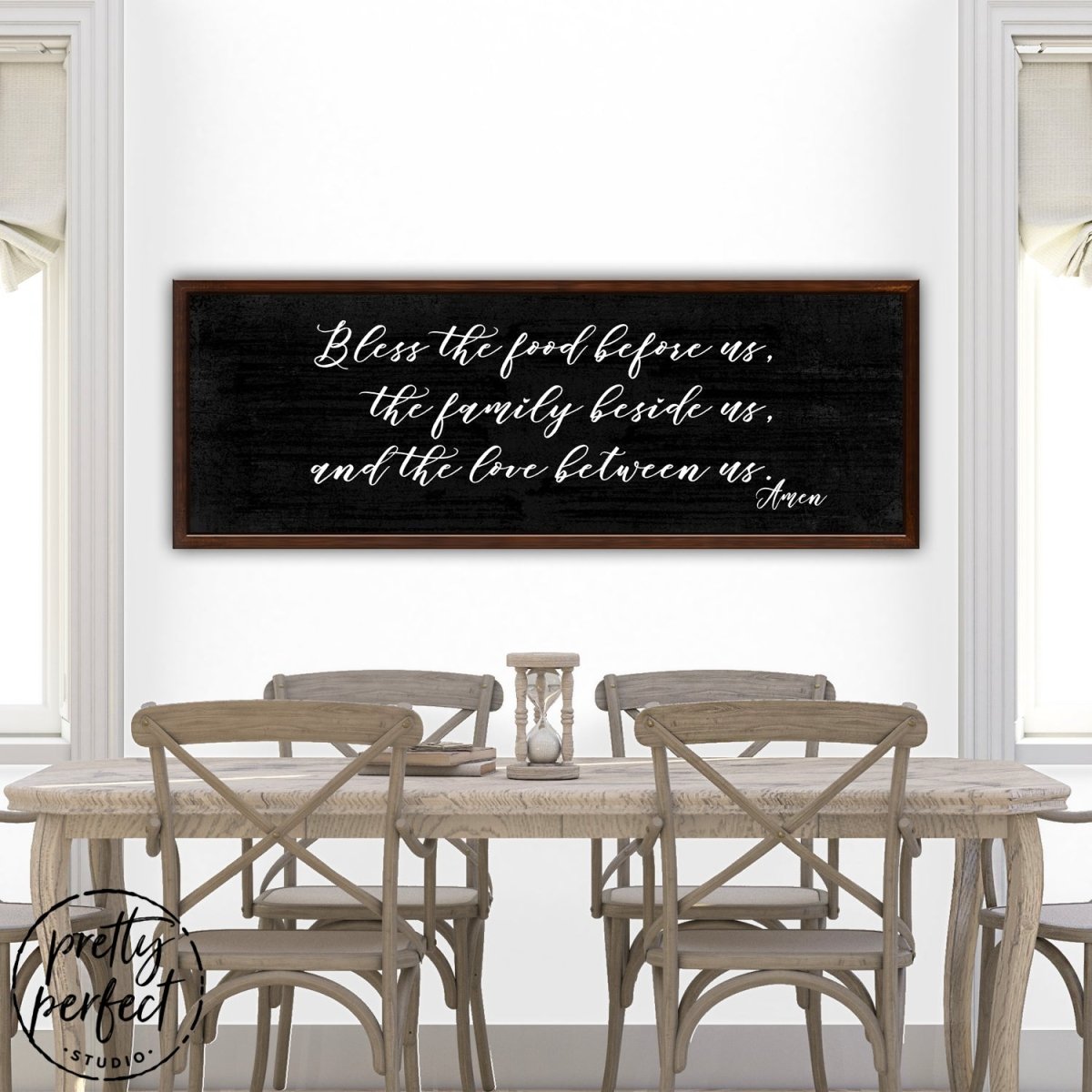 Bless the Food Before Us Canvas Sign For Dining Room Decor Above Kitchen Table - Pretty Perfect Studio