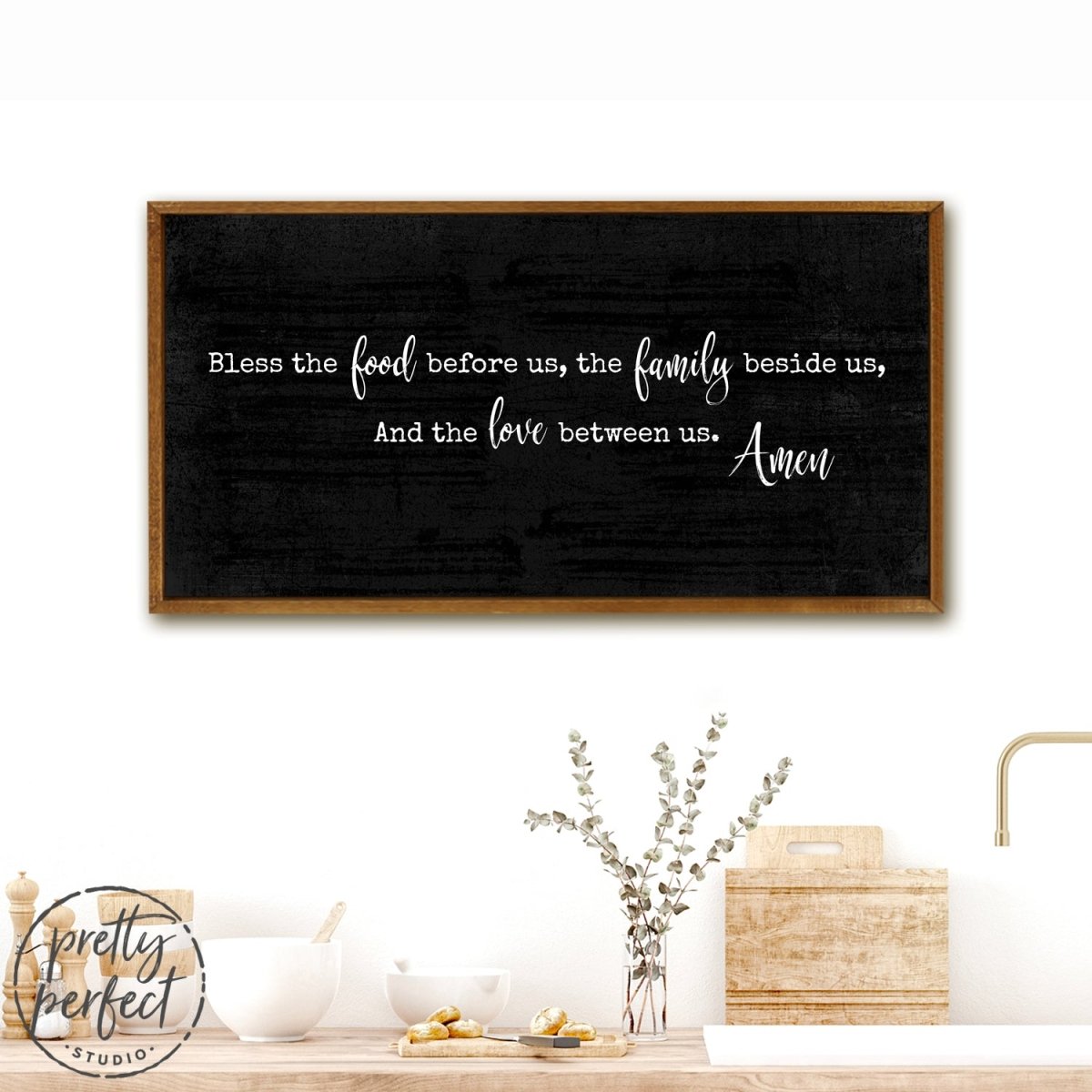 Bless the Food Before Us Canvas Art Sign - Pretty Perfect Studio