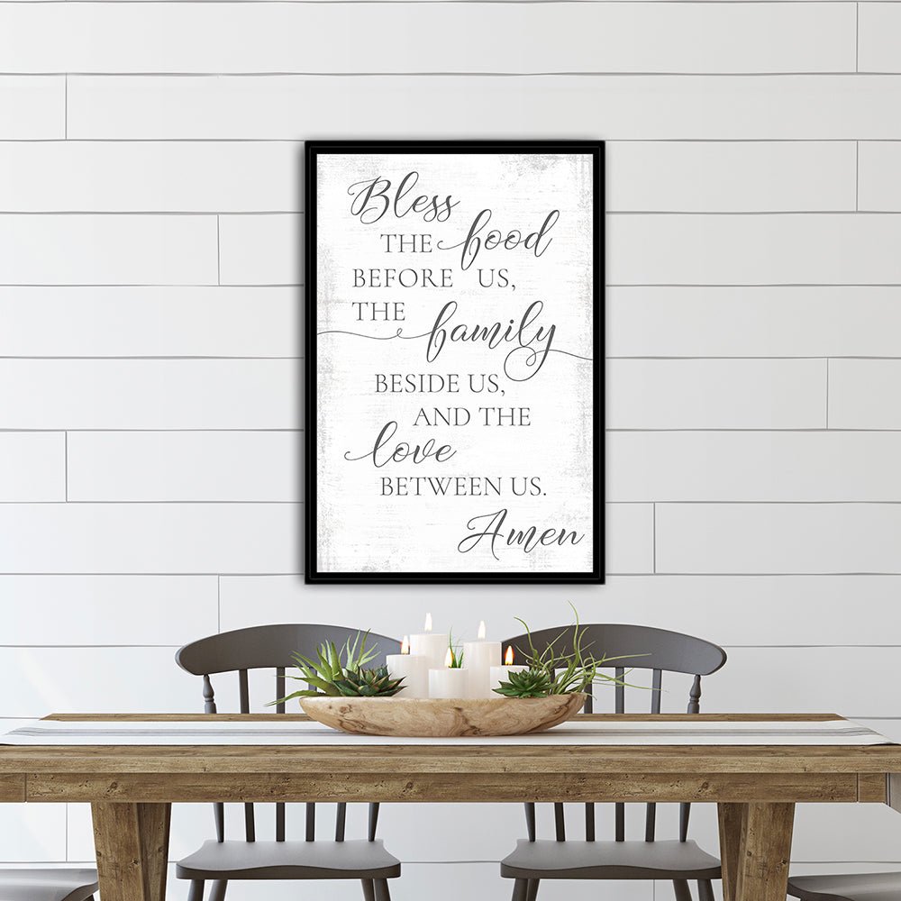 Bless The Food Before Us Canvas Wall Art Above Table - Pretty Perfect Studio