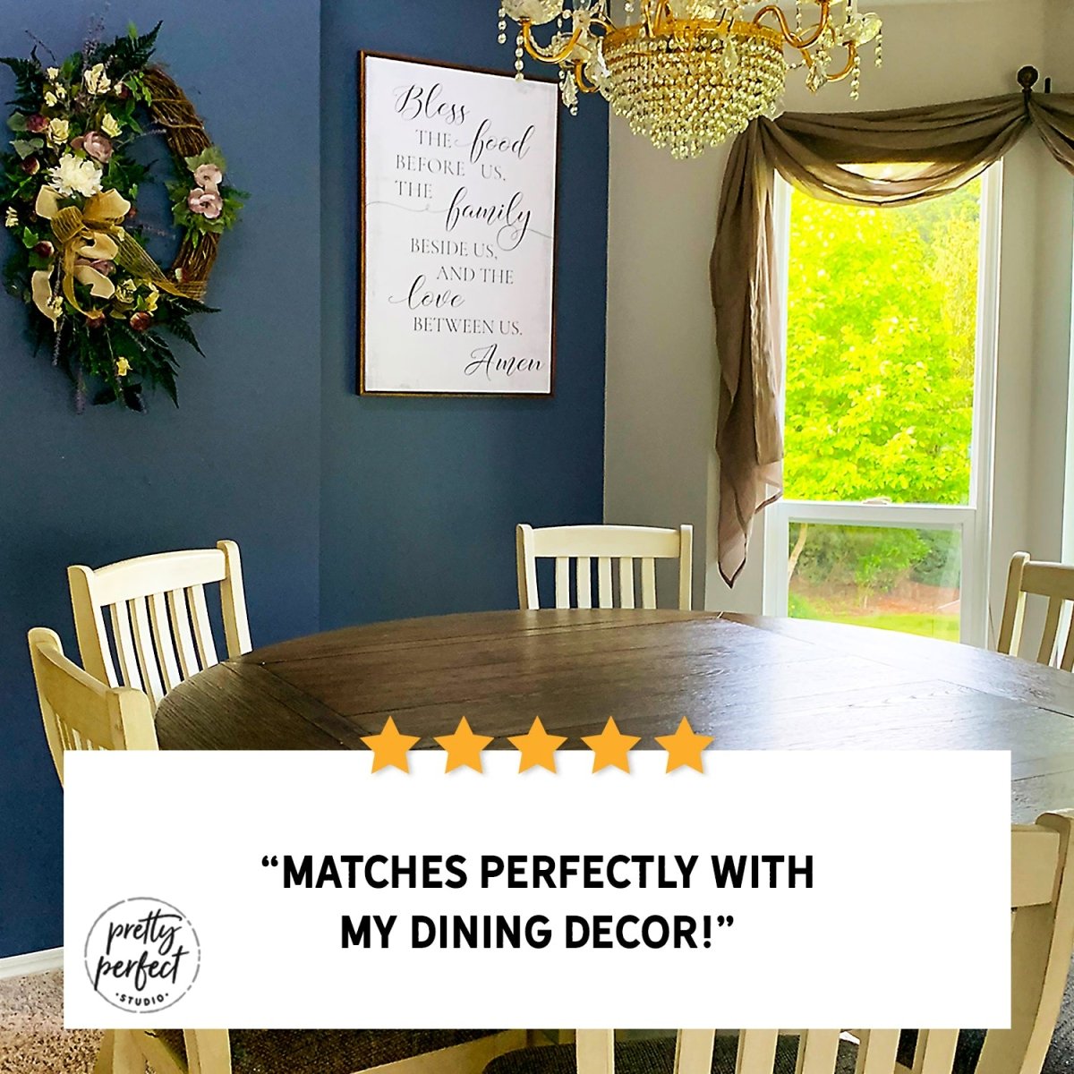 Customer product review for bless the food before us sign by Pretty Perfect Studio