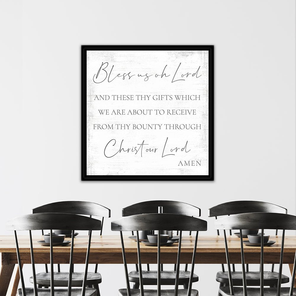 Bless Us Oh Lord Canvas Sign For Dining Room Decor Above Table - Pretty Perfect Studio