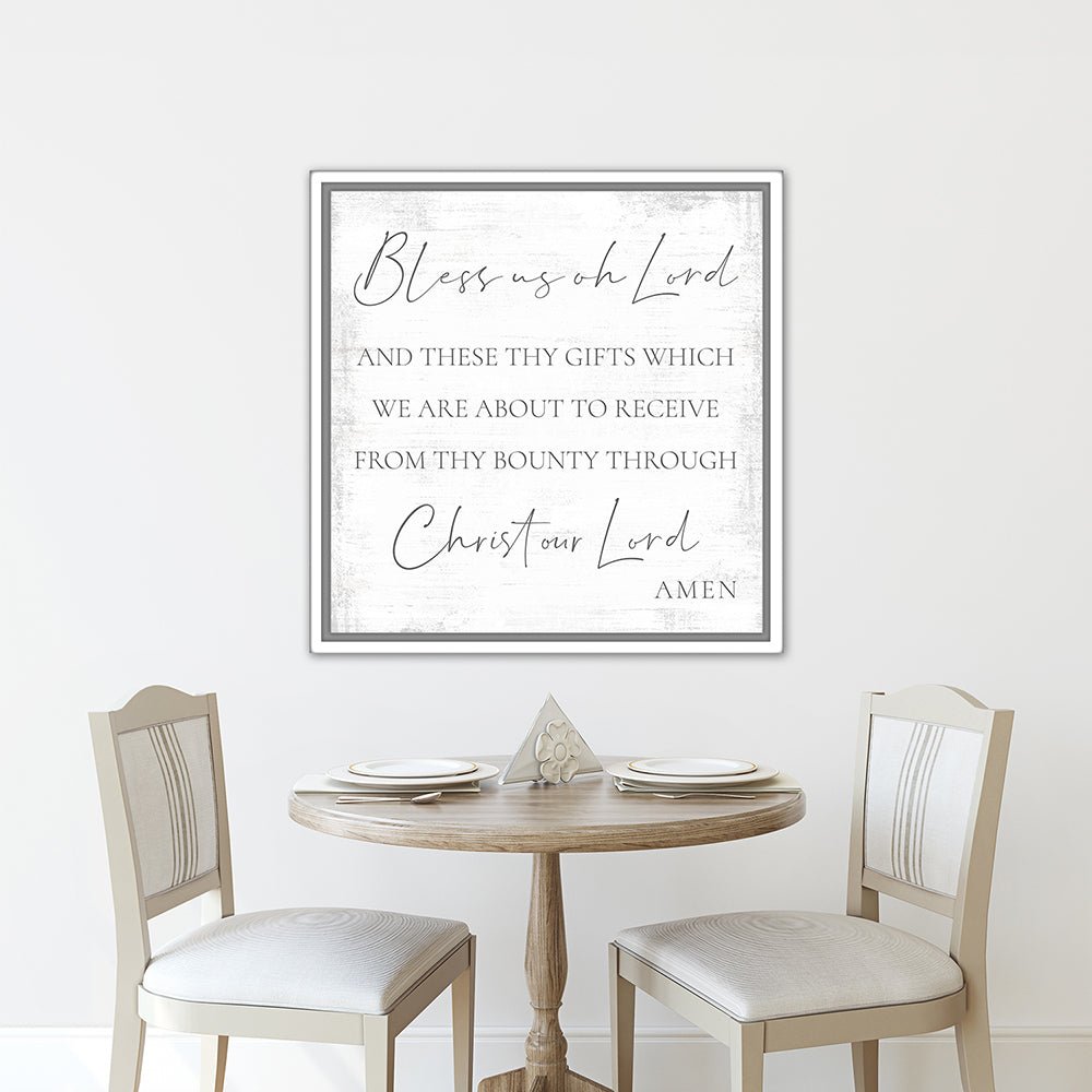 Bless Us Oh Lord Canvas Sign For Dining Room Decor Above Table - Pretty Perfect Studio