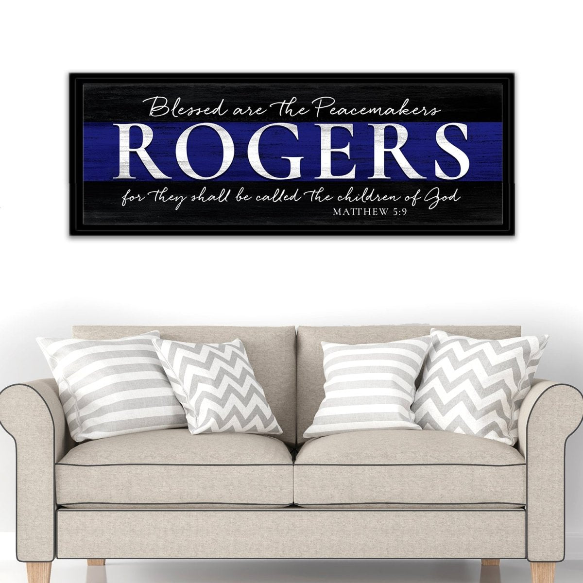 Blessed Are The Peacemakers Personalized Police Officer Sign in Family Room - Pretty Perfect Studio