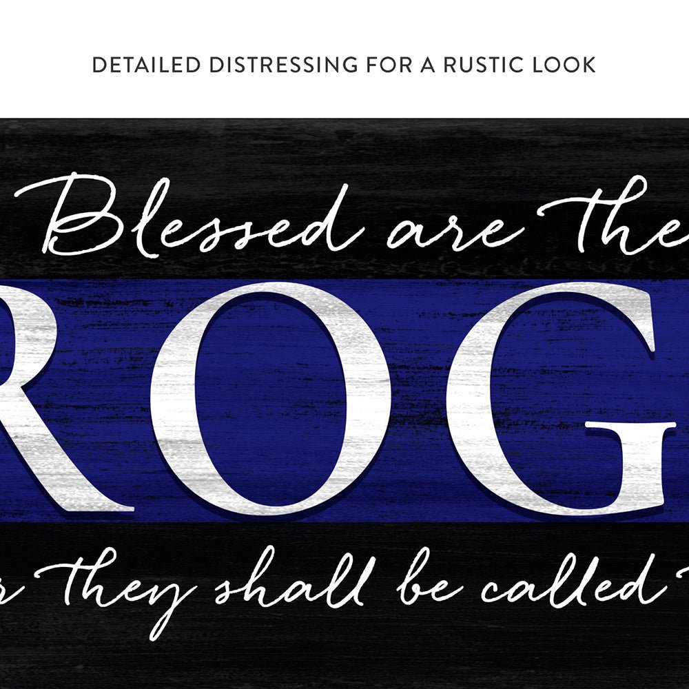 Blessed Are The Peacemakers Personalized Police Officer Sign With Distressed Rustic Look - Pretty Perfect Studio