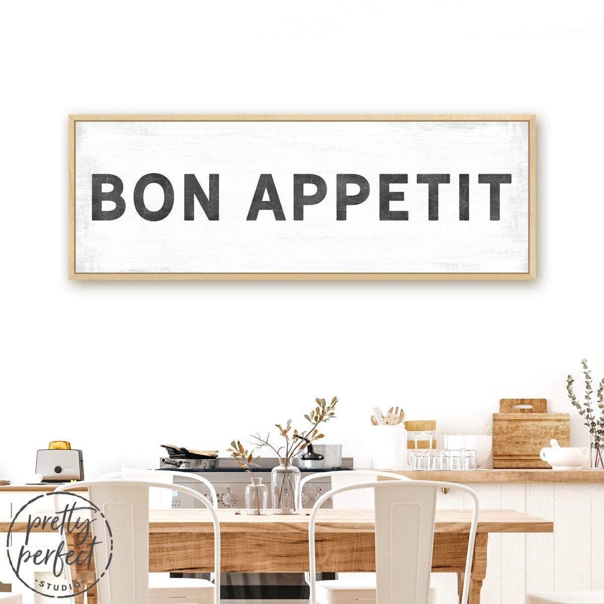 Bon Appetit Large Canvas Sign For Kitchen Or Dining Room Above Table - Pretty Perfect Studio