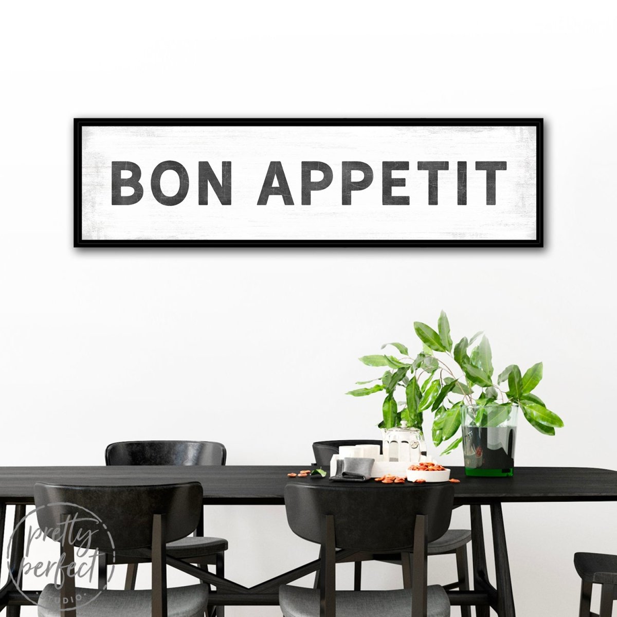 Bon Appetit Large Canvas Sign For Kitchen Or Dining Room Above Table - Pretty Perfect Studio