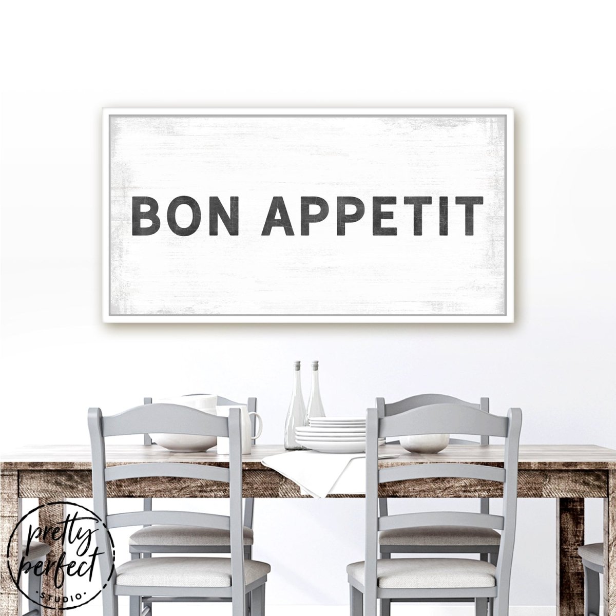 Bon Appetit Large Canvas Sign For Kitchen Or Dining Room Above Table - Pretty Perfect Studio