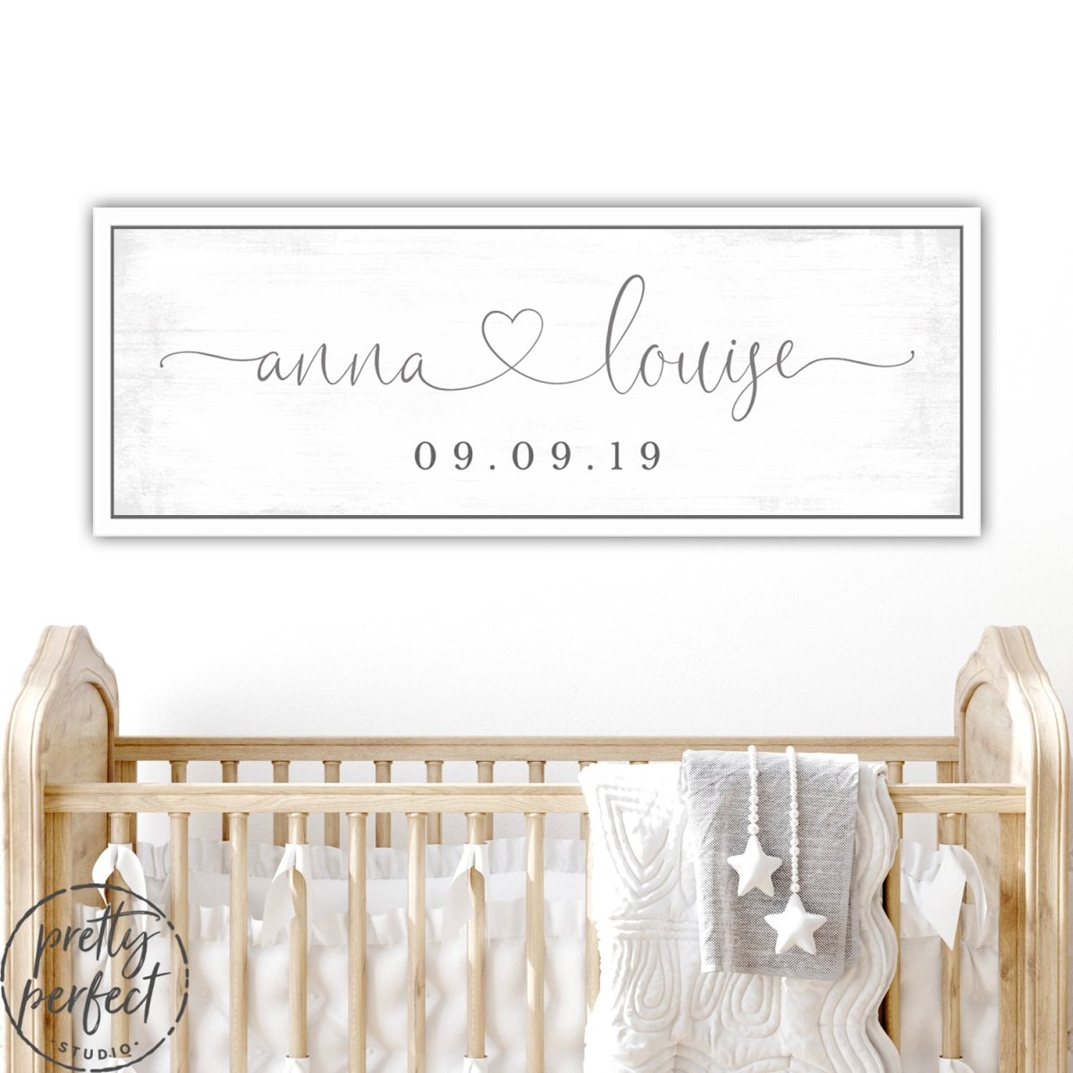 Boy or Girl Personalized Name Sign for the Nursery Room Above Crib - Pretty Perfect Studio