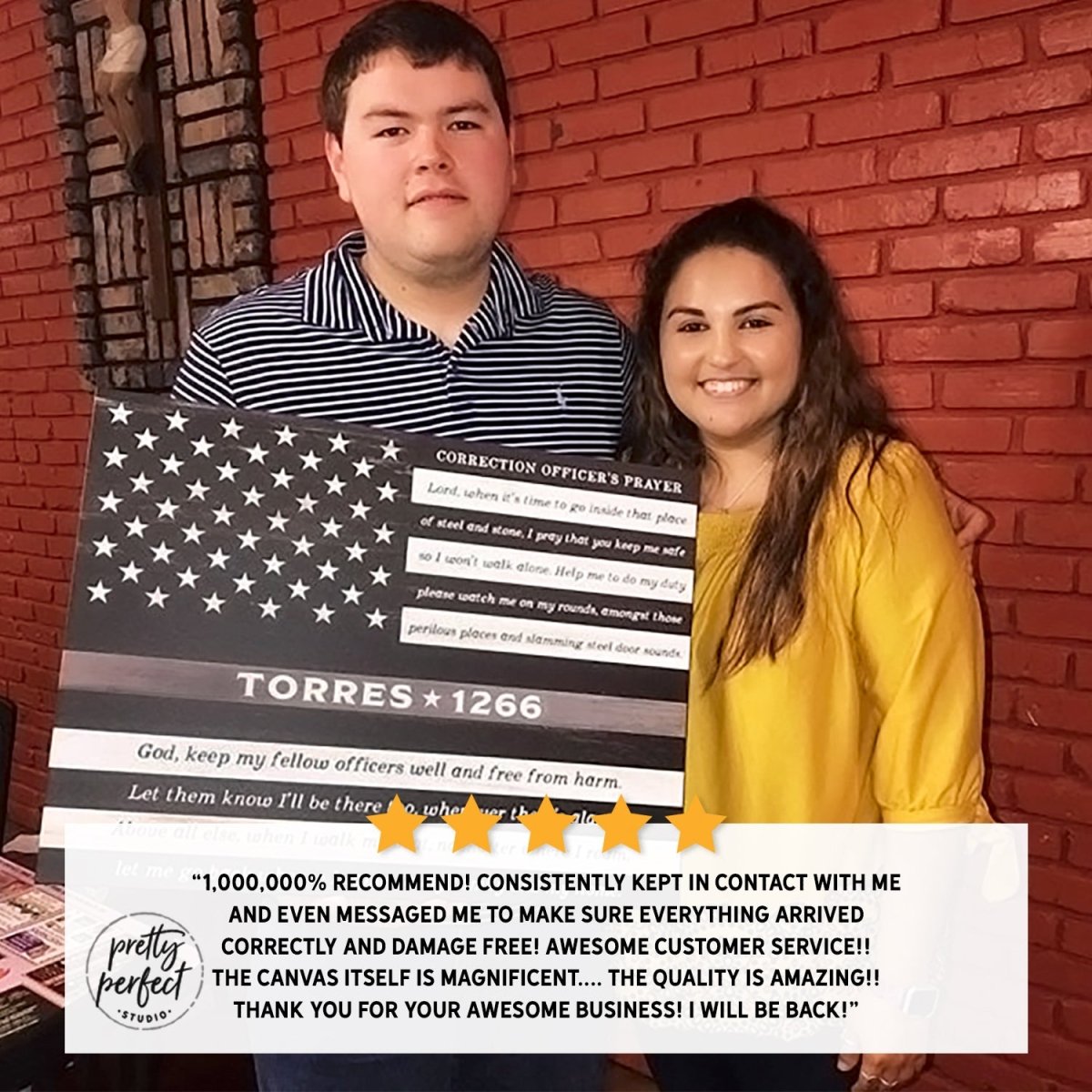 Customer product review for personalized correctional officer prayer sign by Pretty Perfect Studio