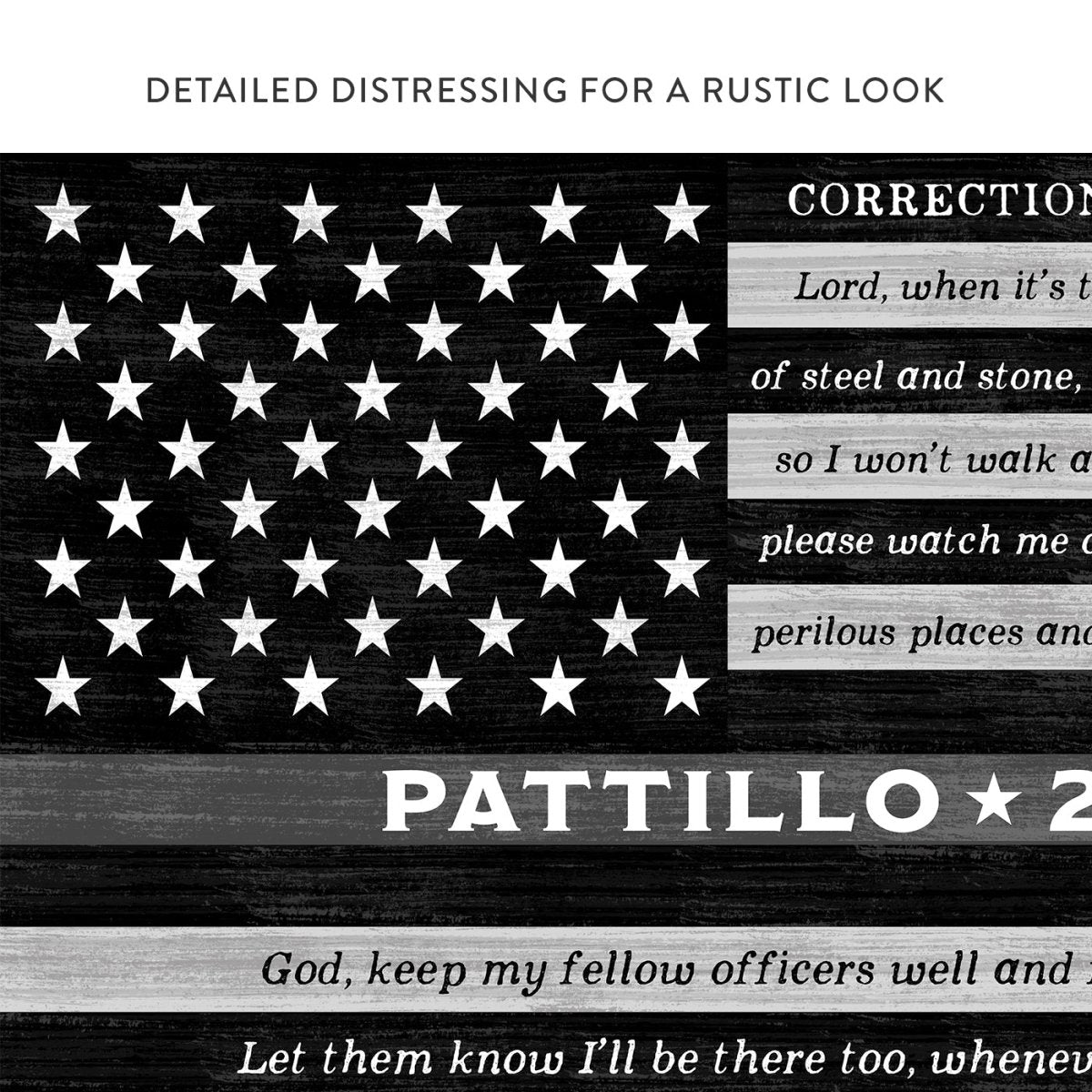 Correctional Officer Sign With Prayer and Name With Distressed Rustic Look - Pretty Perfect Studio