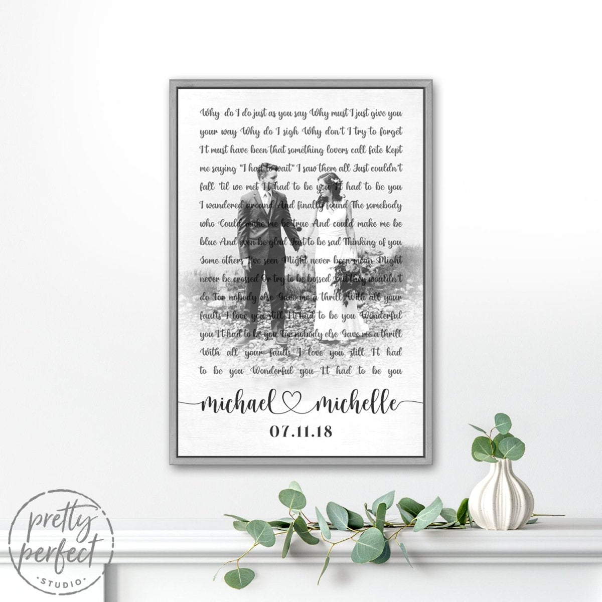 Custom Anniversary Wedding Song Lyrics, First Dance, Heart Print