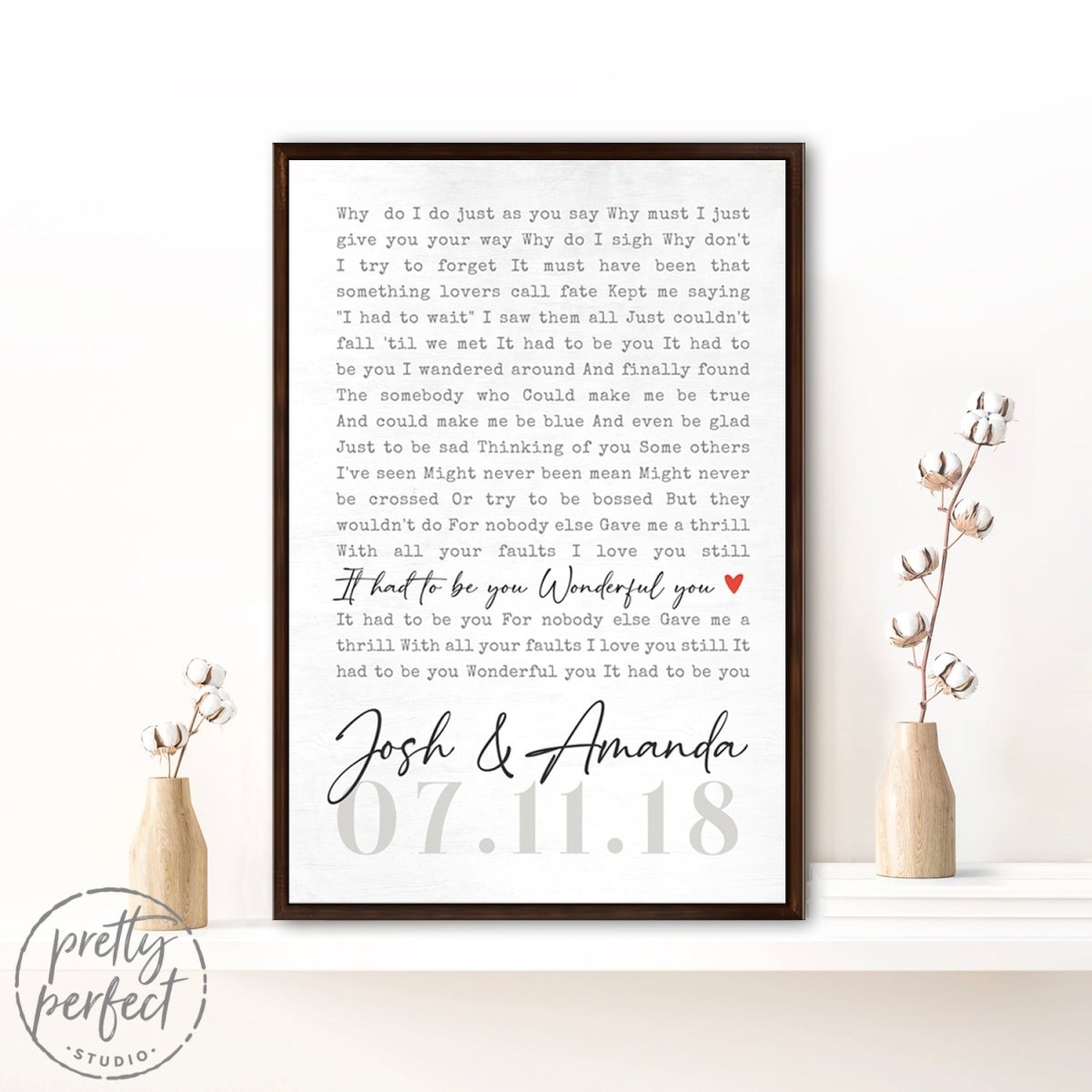 Custom Anniversary Wedding Song Lyrics, First Dance, Heart Print