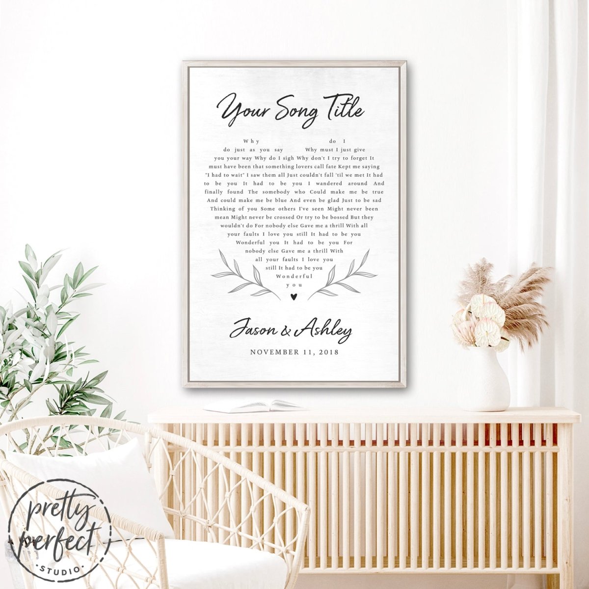 Custom Anniversary Wedding Song Lyrics, First Dance, Heart Print