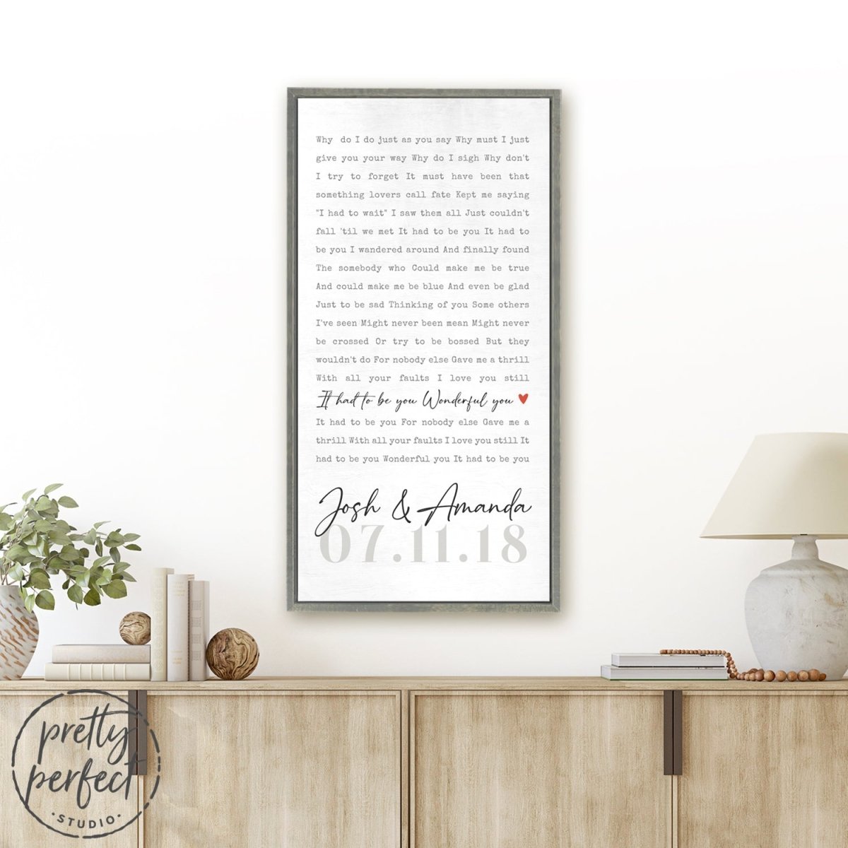 Custom Anniversary Wedding Song Lyrics, First Dance, Heart Print