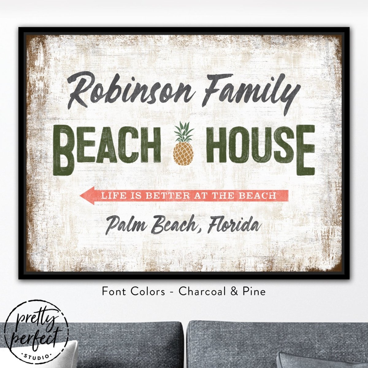Custom Beach House Sign with Family Name and Location