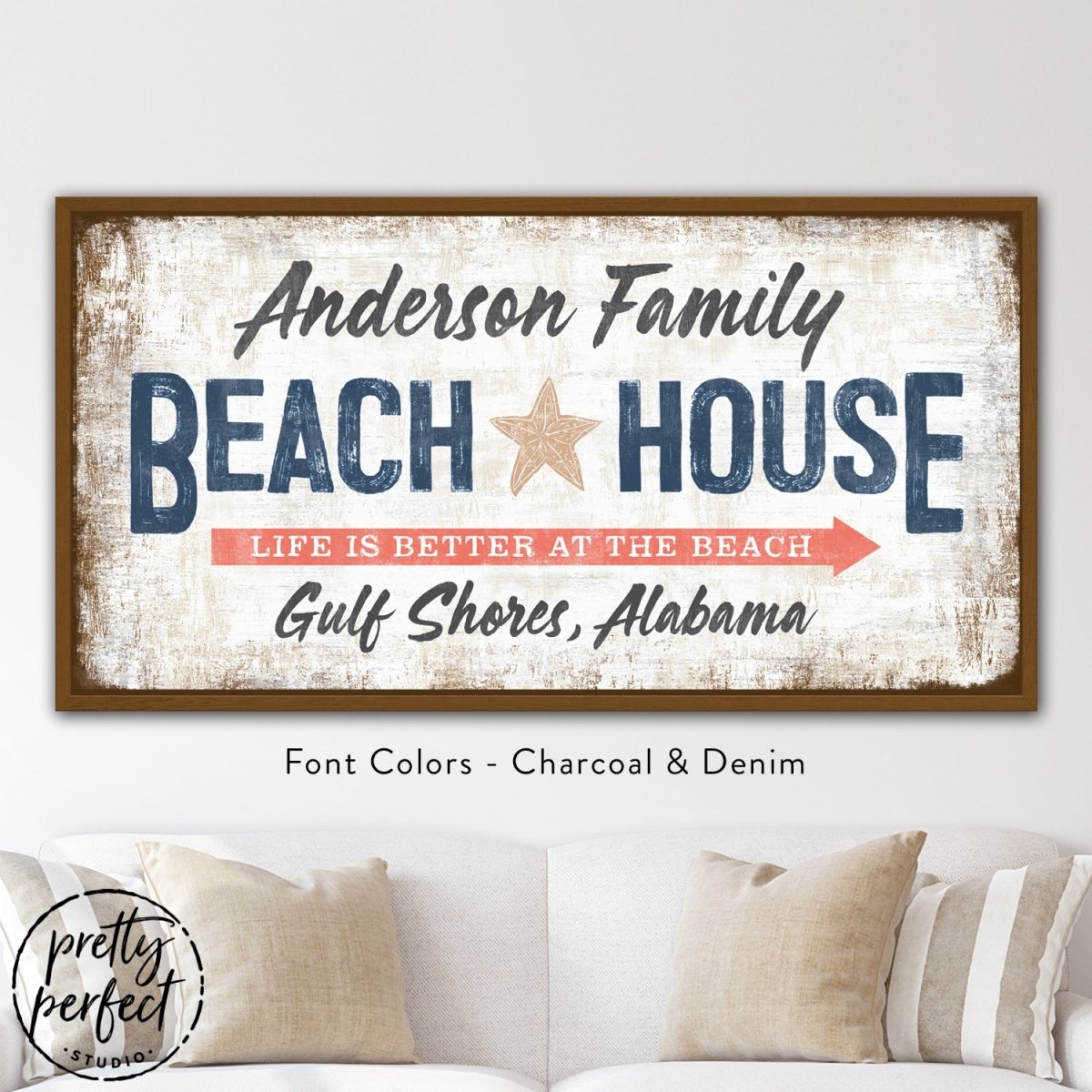 Custom Beach House Sign with Family Name and Location