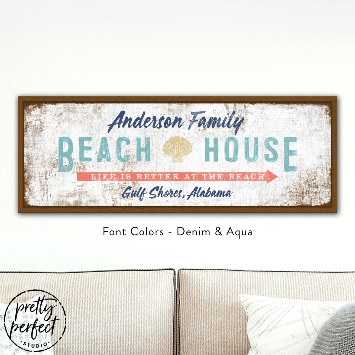 Custom Beach House Sign with Family Name and Location