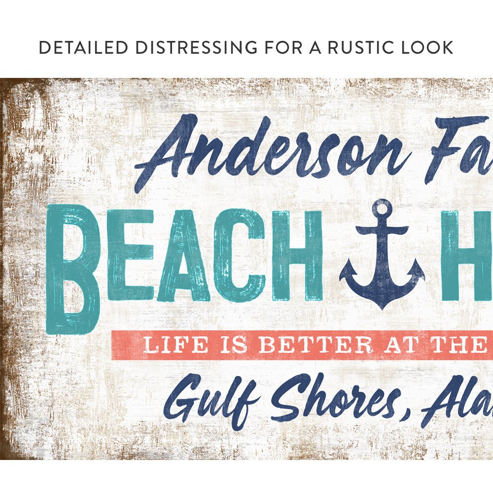 Custom Beach House Sign with Family Name and Location