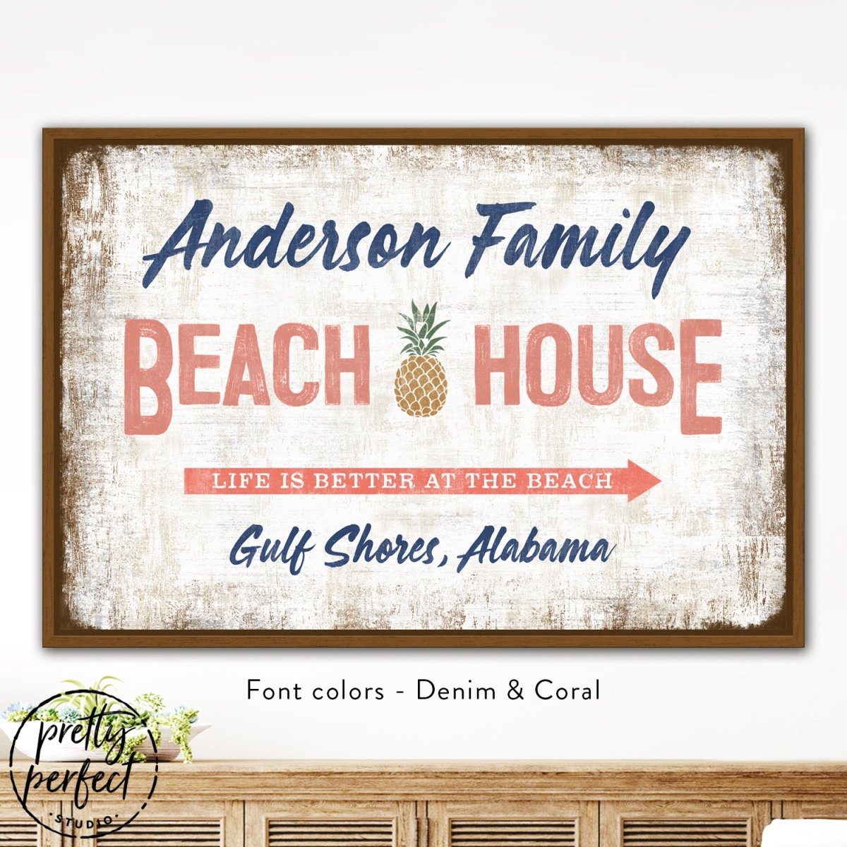 Custom Beach House Sign with Family Name and Location