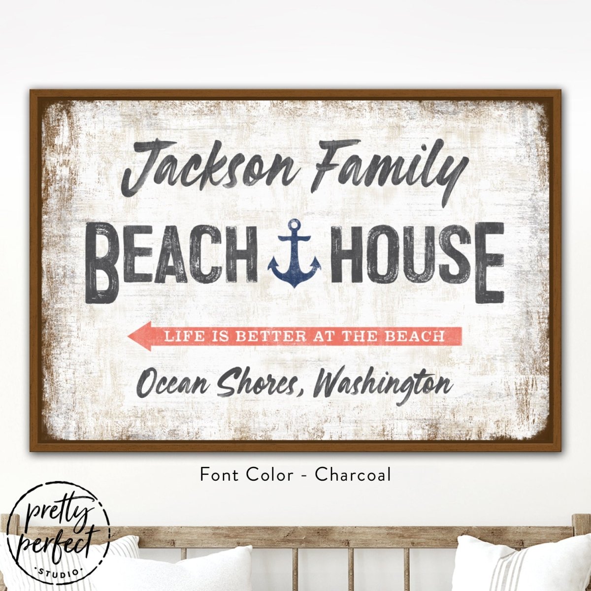 Custom Beach House Sign with Family Name and Location