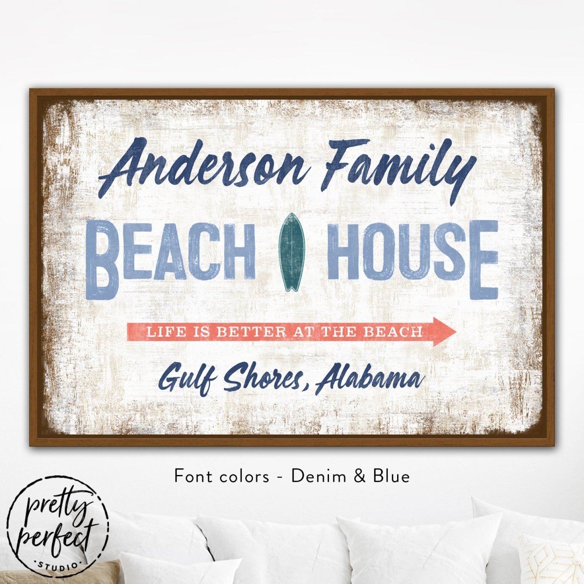 Custom Beach House Sign with Family Name and Location